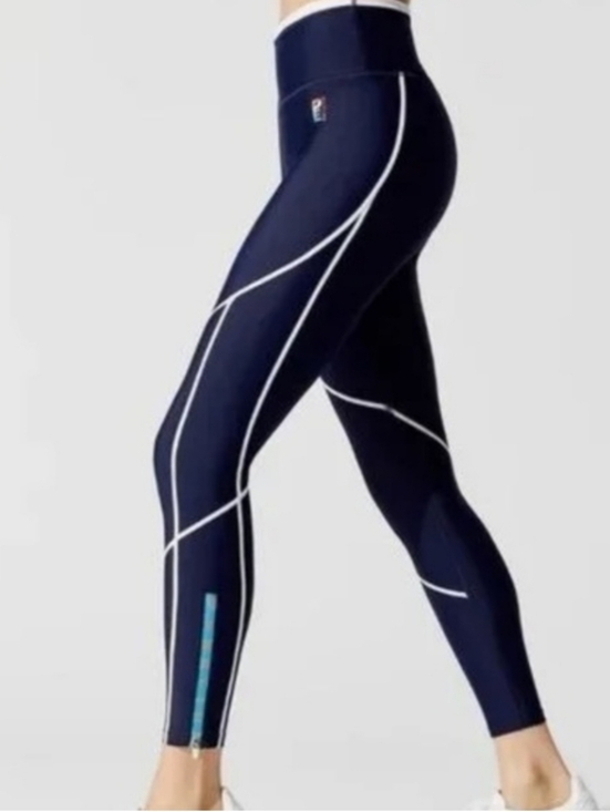 P.E Nation Pants - P.E Nation Navy Leggings with White Piping
